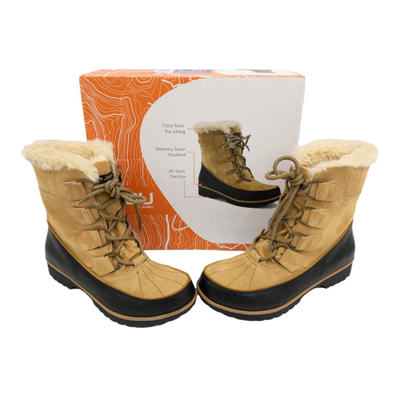 JBU by Jambu Women's Winter Snow Duck Boots Tan & Black Weather Ready - Picture 1 of 9